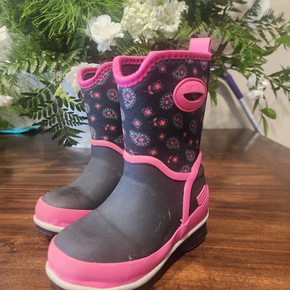 Western Chief Pink and Black Kids' Rain Boots